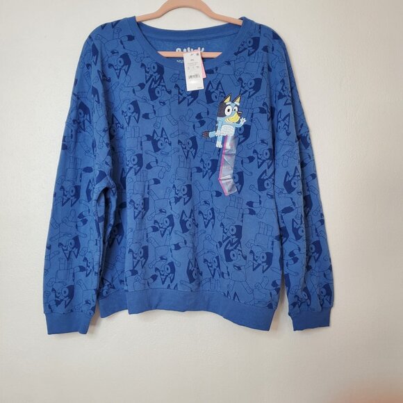 Bluey Embroidered Blue Graphic Sweatshirt NWT Size 2XL XXL - Picture 3 of 5